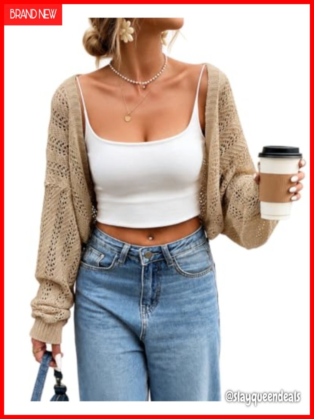 SISKIN Crochet Cardigan Lightweight Hollow Out Cropped Cardigan for Women